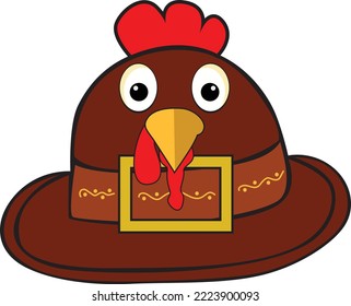 Cute Turkey Thanksgiving Hat Vector, Funny Turkey