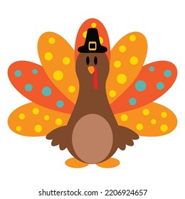 Cute turkey vector cartoon illustration