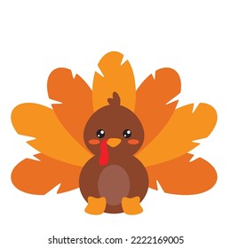 Cute turkey vector cartoon illustration