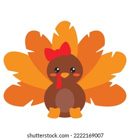 Cute turkey vector cartoon illustration