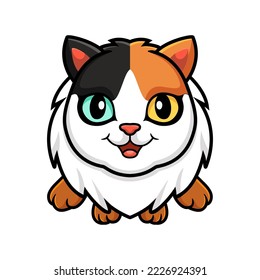 Cute turkish van cat cartoon flying