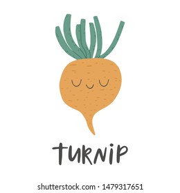 Cute turnip. Cartoon style vector illustration.