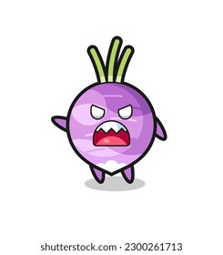 cute turnip cartoon in a very angry pose , cute style design for t shirt, sticker, logo element