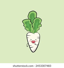 cute turnip vector illustration design. suitable for infographic, sticker, mascot, t-shirt, etc. Eps 10.