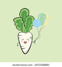 cute turnip vector illustration design. suitable for infographic, sticker, mascot, t-shirt, etc. Eps 10.