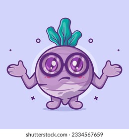 cute turnip vegetable character mascot with confused gesture isolated cartoon in flat style design