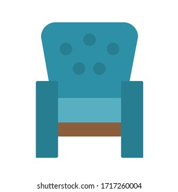 Cute turquoise armchair isolated on a white background. Vector illustration in flat style. Collection of furniture for home and office
