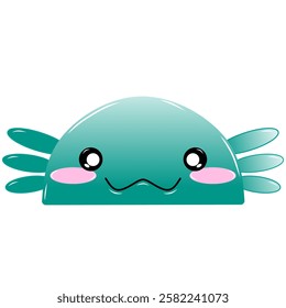 cute turquoise green Salamander vector, cartoon Salamander face, drawing Salamander face easy and simple. Cute Salamander vector design