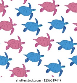 cute turtiles cute animals seamless vector pattern