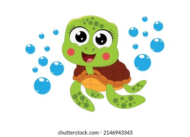 cute turtle animal cartoon graphic