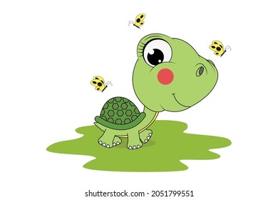 cute turtle animal cartoon illustration