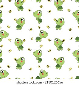 cute turtle animal cartoon pattern
