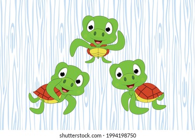 cute turtle animal cartoon, simple vector illustration