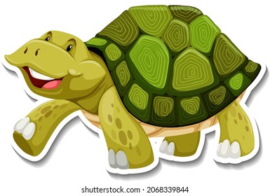 Cute turtle animal cartoon sticker illustration