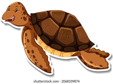 Cute turtle animal cartoon sticker illustration