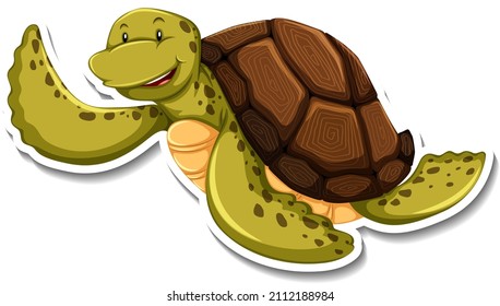 Cute turtle animal cartoon sticker illustration