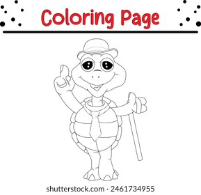 lindo animal de la tortuga para colorear página de libro para niños