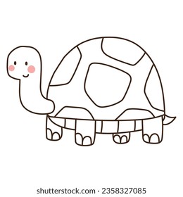 cute turtle animal doodle icon isolated