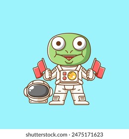 Cute turtle astronaut animal kawaii chibi character mascot illustration outline style design set