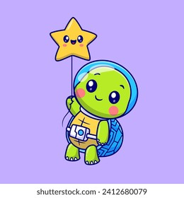 Cute Turtle Astronaut Holding Star Balloon Cartoon Vector
Icon Illustration. Animal Science Icon Concept Isolated
Premium Vector. Flat Cartoon Style