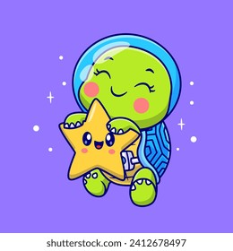 Cute Turtle Astronaut Playing With Cute Star In Space
Cartoon Vector Icon Illustration. Animal Science Icon Concept
Isolated Premium Vector. Flat Cartoon Style
