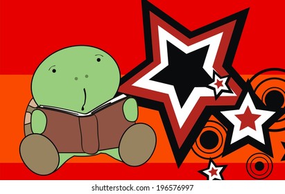 cute  turtle baby reading cartoon background in vector format very easy to edit