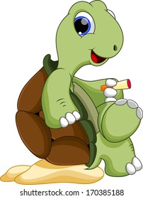 cute turtle being smoked