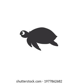 Cute turtle black silhouette vector on a white background