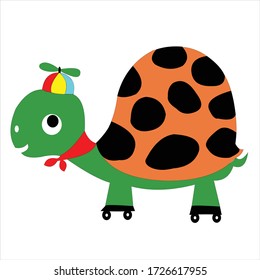 Cute turtle cartoon animation vector