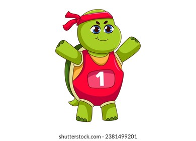 Cute Turtle Cartoon Character Design 