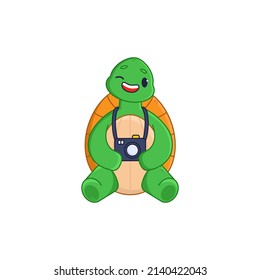 Cute Turtle Cartoon Character Holding Camera Stock Vector (Royalty Free ...