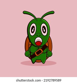 Cute turtle cartoon character isolated on cream background