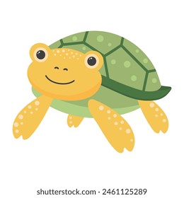 Cute turtle. Cartoon character. Kawaii animal isolated on white background.