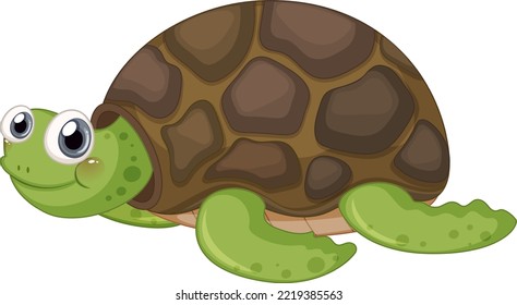 Personaje de dibujos animados de tortugas pequeñas sobre ilustración de fondo blanco