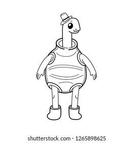 Cute turtle cartoon character, vector illustration. Coloring book for children.