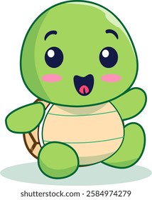 Cute Turtle Cartoon Character Vector Illustration!  This charming design is perfect for adding a touch of fun and whimsy to your creative projects. 