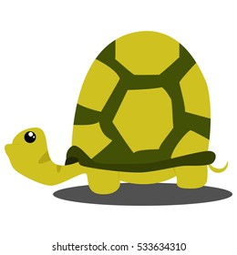 Cute Turtle cartoon character. Vector illustration isolated on white background.