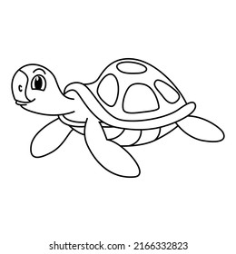 Cute turtle cartoon coloring page illustration vector. For kids coloring book.