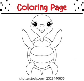 Cute turtle cartoon coloring page illustration vector. For kids coloring book. Wild animal coloring pages for kids