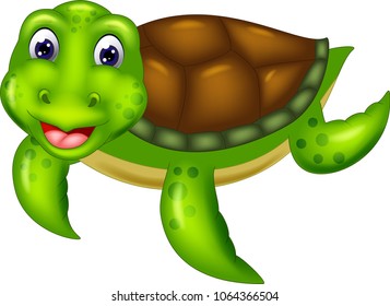 Cute Turtle Cartoon Crawl Smile Stock Vector (Royalty Free) 1064366504 ...