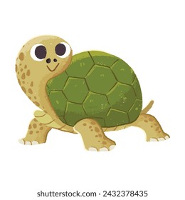 cute turtle cartoon in crayon style editable Colorful vector hand drawn illustration for children. baby designs for cards, poster decorations, t-shirt prints, stickers, icons and others