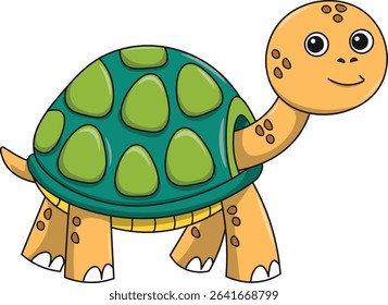 Cute turtle cartoon. Flat vector illustration. Wild life animals. Cute animal on white background