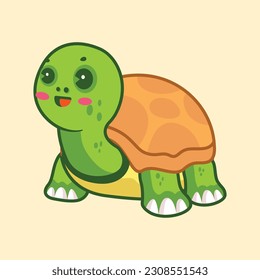 Cute turtle cartoon icon vector illustration