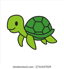 Süße Schildkröte Cartoon Illustration. Konzept isolierter Premium-Vektor. Flacher Cartoon-Stil