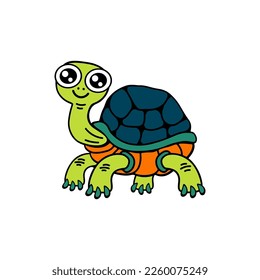Cute turtle cartoon isolated on a white background. Vector illustration.