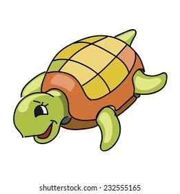 Cute turtle cartoon isolated on white background
