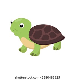 Cute  turtle cartoon isolated on white background Vector illustration.
