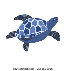 Cute turtle cartoon isolated on white background. Vector