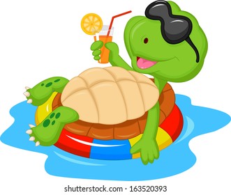 Caricatura de tortuga corta en torno inflable