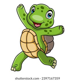 Cute turtle cartoon on white background